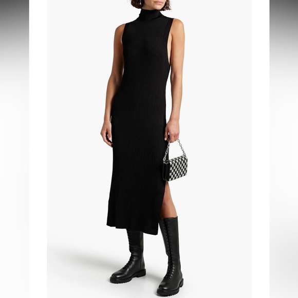 Good American Dresses & Skirts - NWOT Good American black ribbed knit turtleneck midi dress sz 3/4